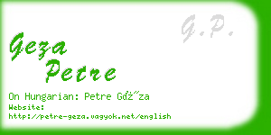 geza petre business card